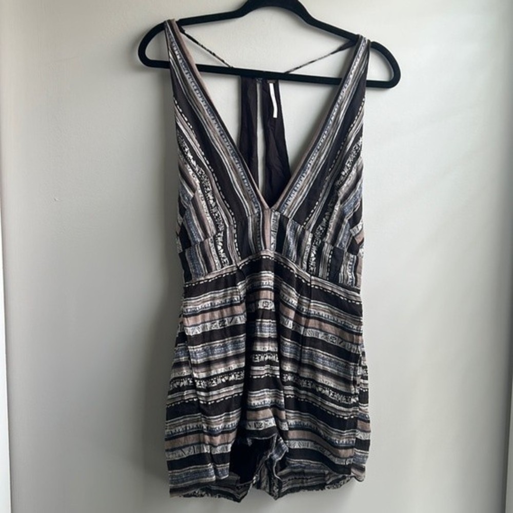 Free People Romper, Size 6, Shorts, Spaghetti Strap, Pockets, ECU, Boho, Brown